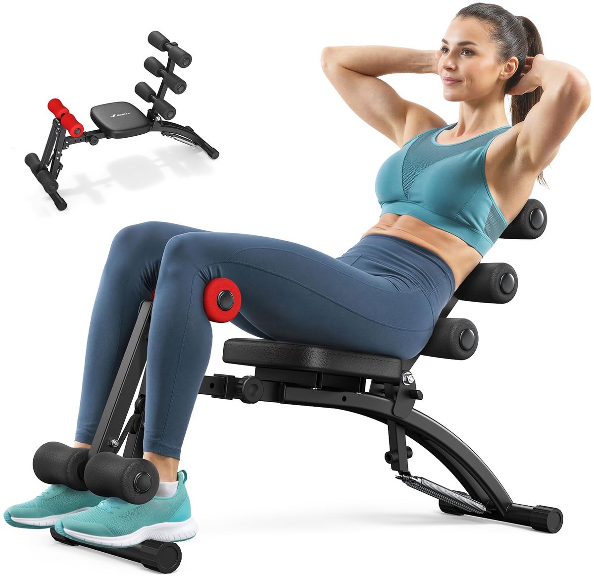 Solidchoice - Verstelbare Sit-Up Bank voor Thuis Gym met Multifunctionele Trainingsmogelijkheden