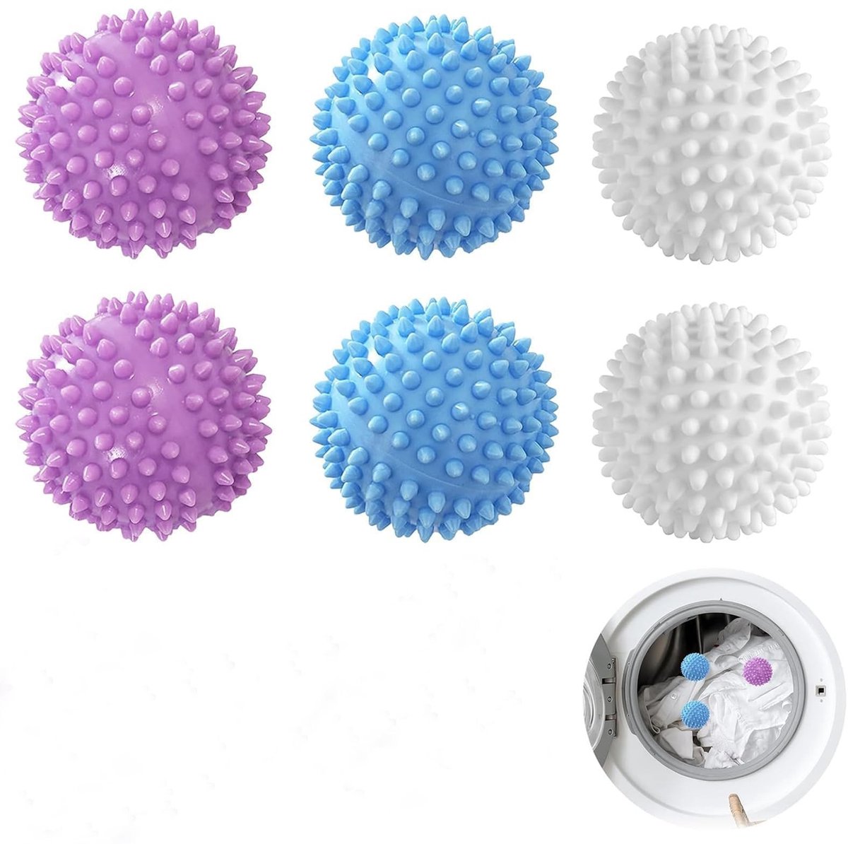 Solidchoice - Set van 6 Herbruikbare Droogballen voor Wasmachine en Droger