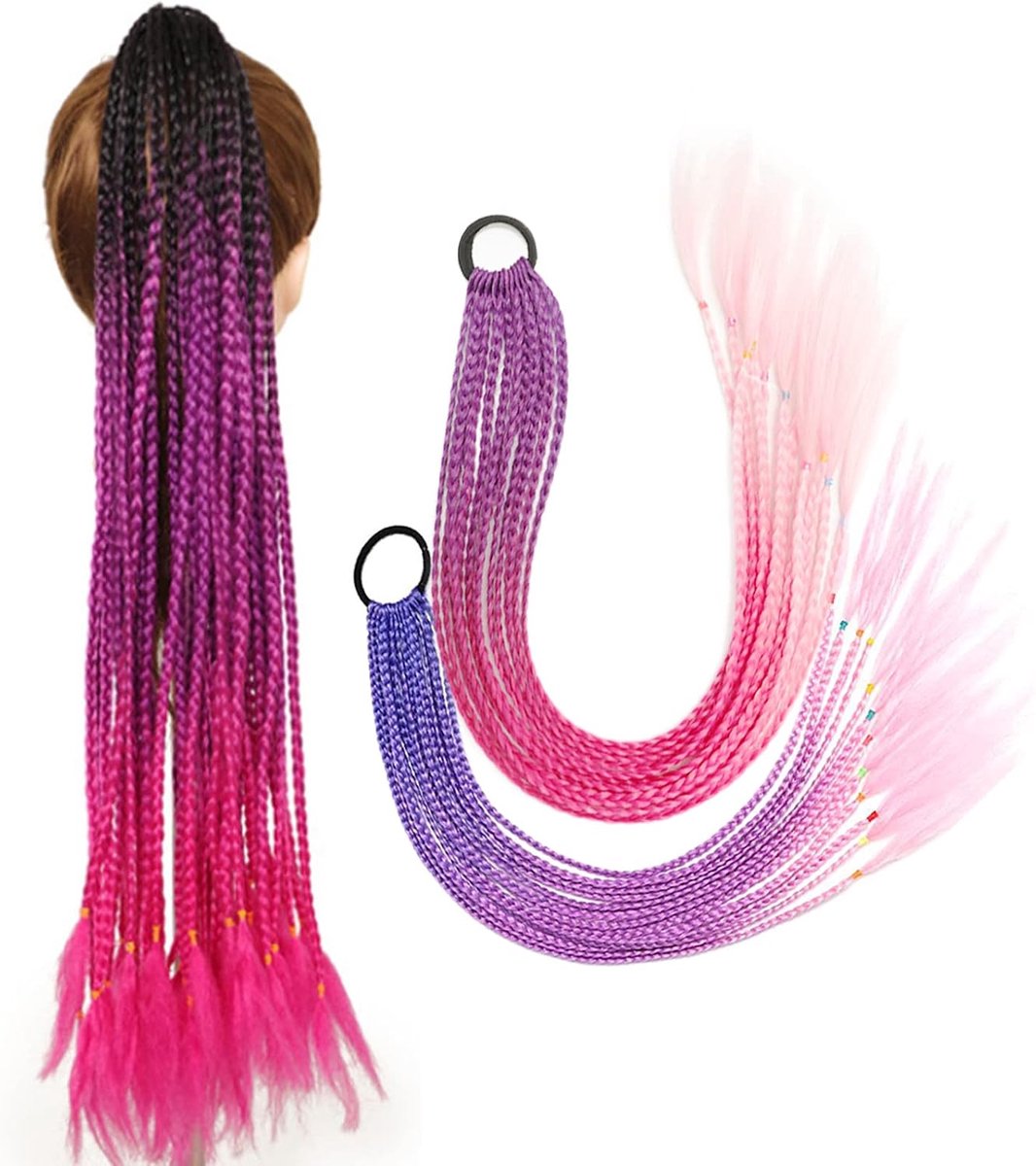 Kleurige Haarstukken - 2 Stuks Vlecht Haar - Hoogwaardige Cornsilk - Perfect voor Feesten - ShopVlot