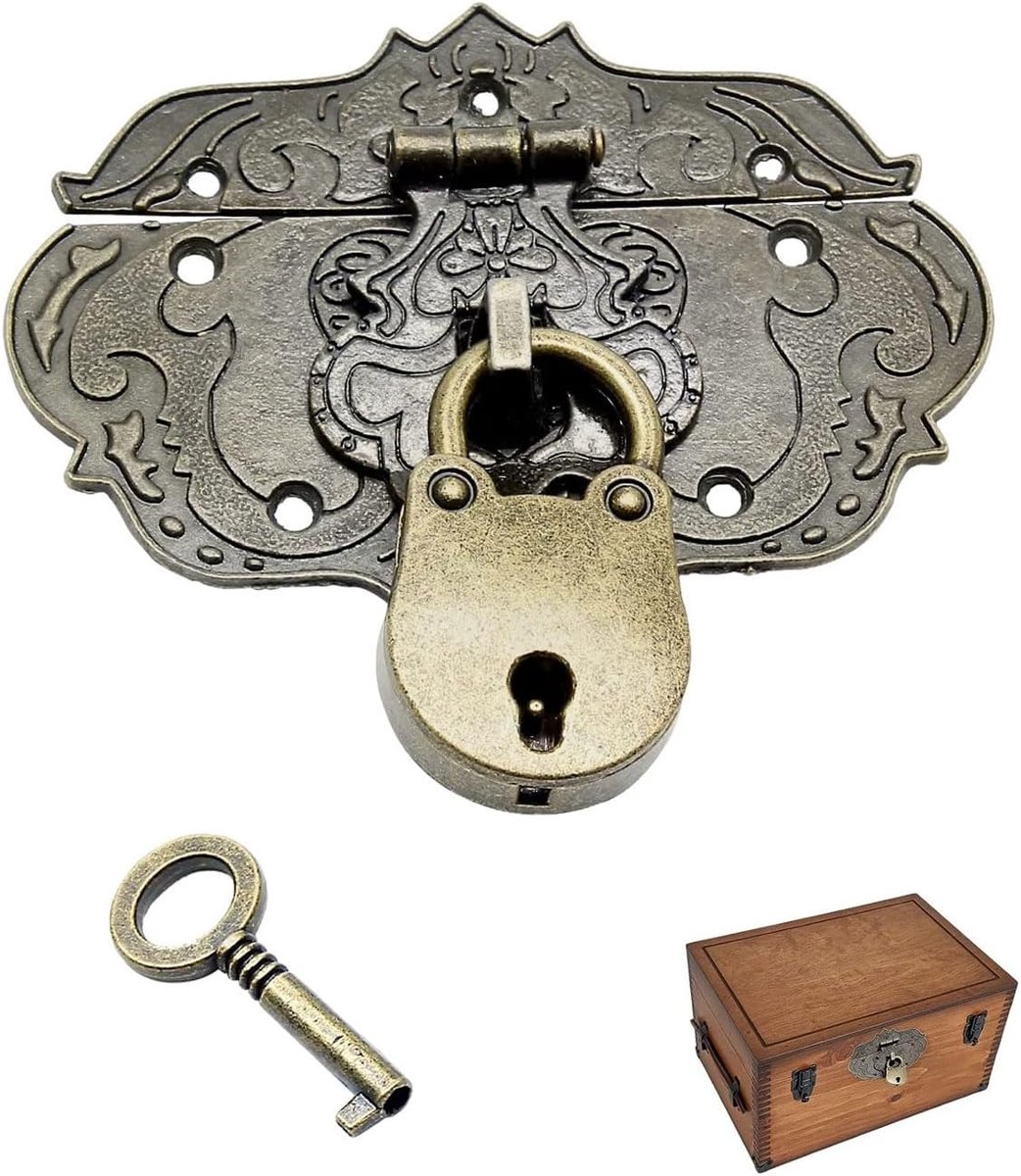 Antieke kastsloten - bronzen design - inclusief schroeven en sleutel - ideaal voor meubels - ShopVlot