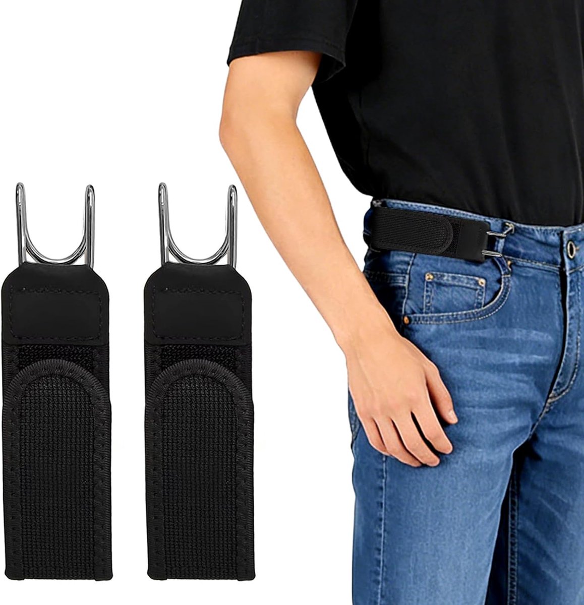 Belt zonder Gesp - 2 Stuks Verstelbare Elastische Riem met Metalen Haak - Voor Mannen en Vrouwen - ShopVlot