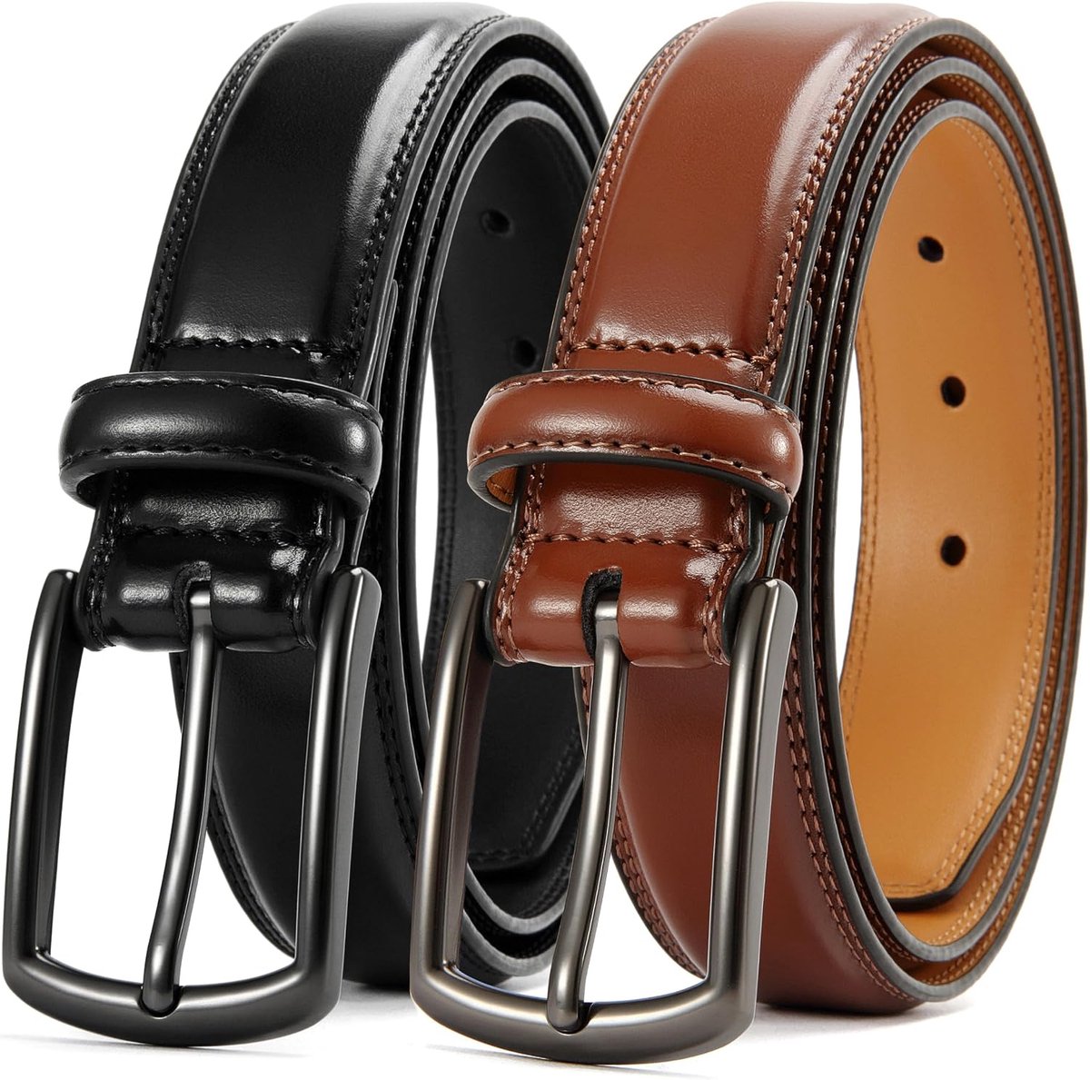 Leren herenriem 32mm - 2-delige set - hoogwaardig leer - ideaal voor formele gelegenheden - ShopVlot