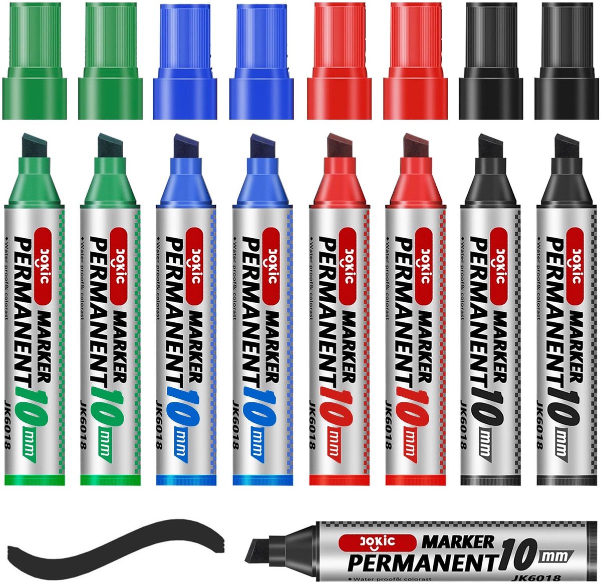 Solidchoice - Set van 9 Waterdichte Permanent Markers met Wedge Tip