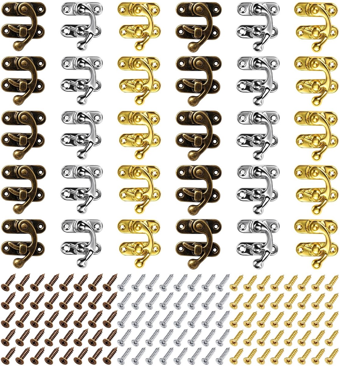 Solidchoice - Set van 30 Antieke Mini Scharnieren met 120 Schroeven
