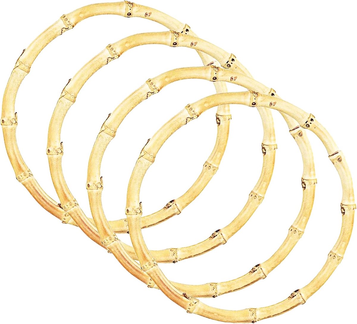 Ronde Bamboe Handtas Handvatten Set van 4 - Natuurlijke Houtlook - Duurzaam en Glad - Perfect voor DIY Tassen - ShopVlot