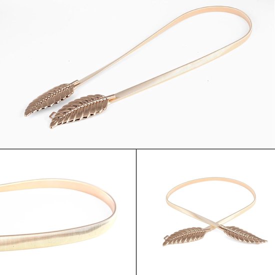 Stretchband dames - elastisch goud en zilver - bladeren design - perfect voor feesten - ShopVlot — afbeelding 2