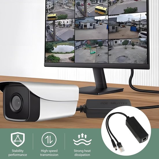 Dailygoods - Actieve PoE Splitter 48V naar 12V 2A voor IP-camera's van Dailygoods — afbeelding 2