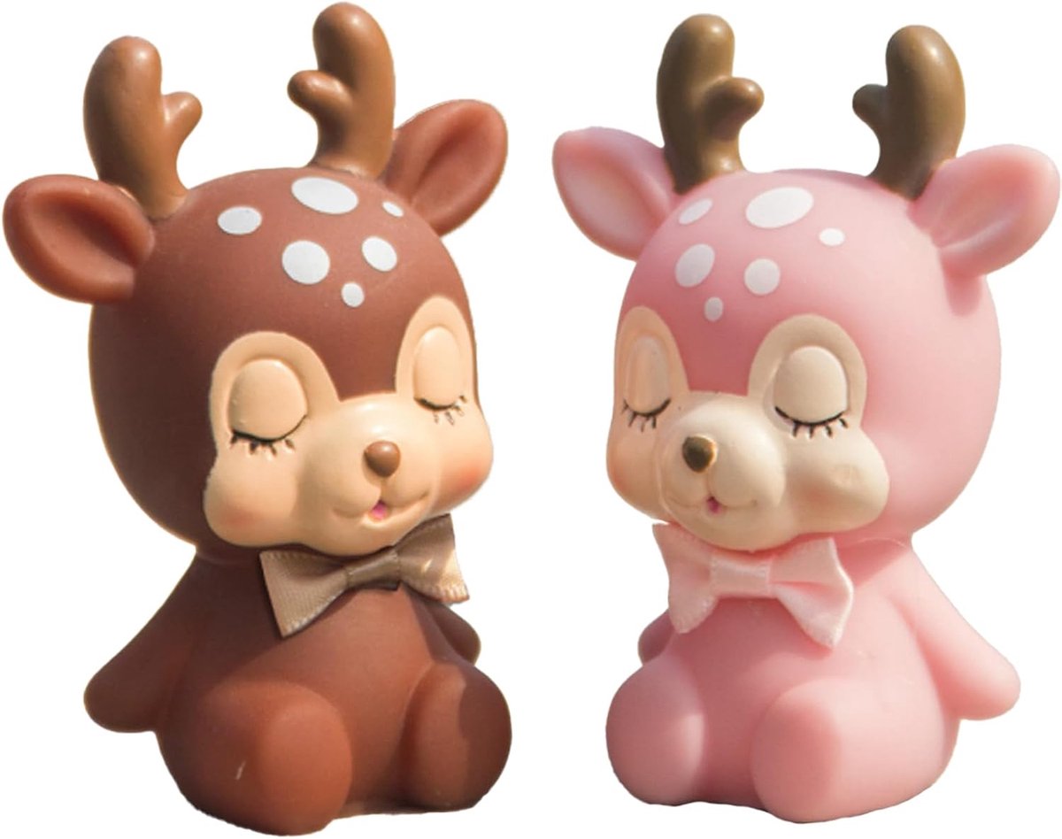 Hert figuren set van 2 - kleurrijk en handgeschilderd - desktop ornament - perfect voor thuisdecoratie - ShopVlot