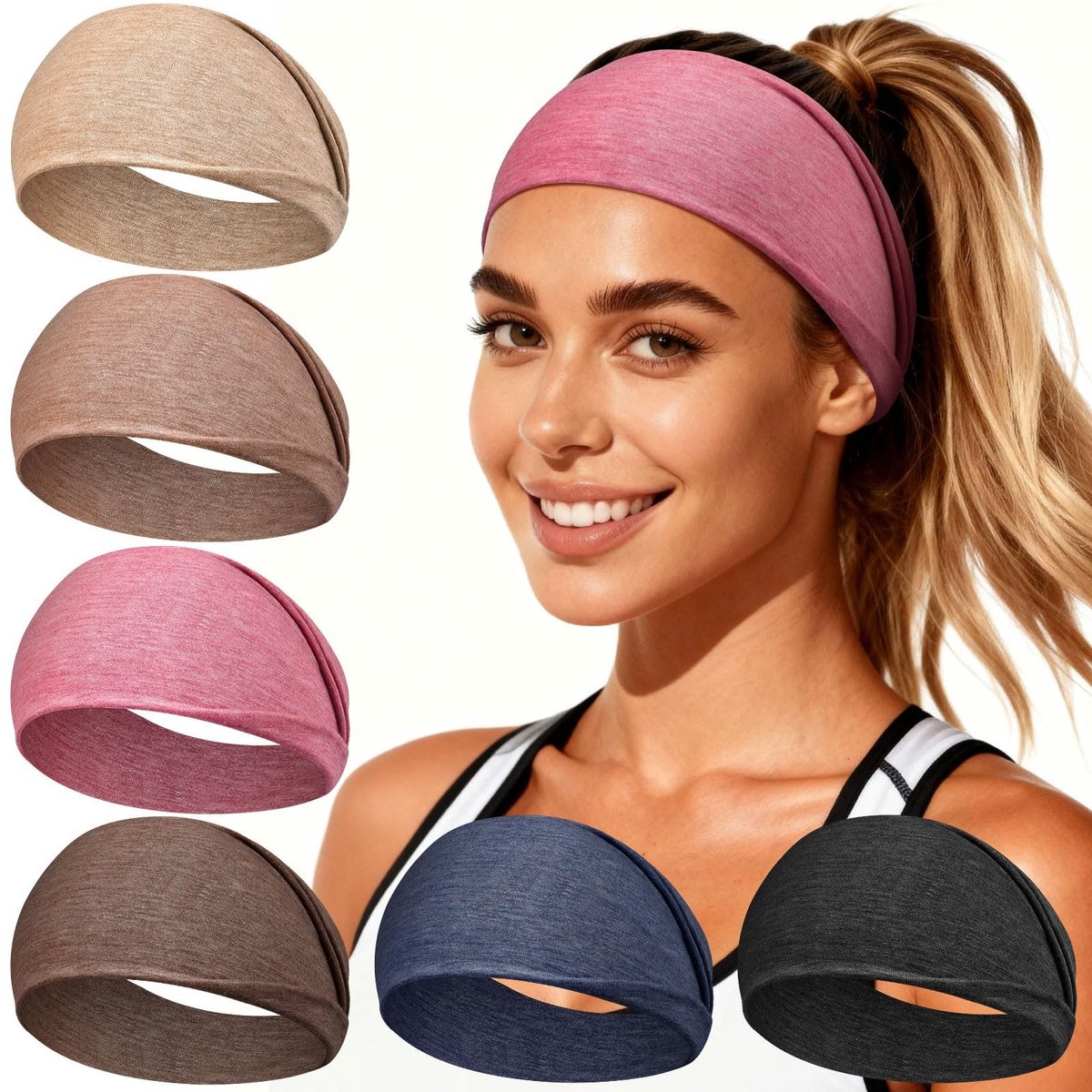 Solidchoice - Pack van 6 Antislip Sporthaarbanden voor Gym en Yoga