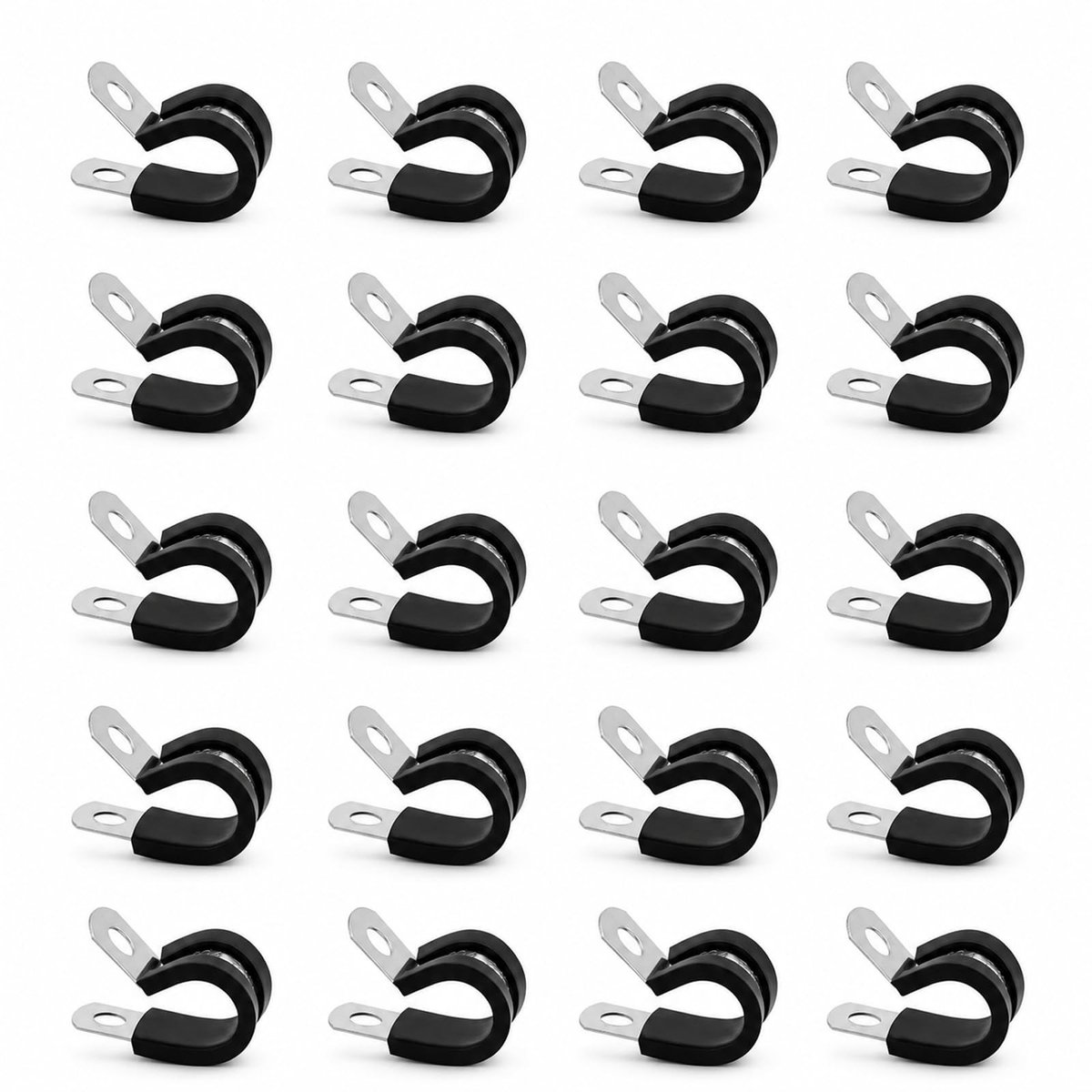 Solidchoice - 20 Stuks Roestvrijstalen Rubber Gewatteerde P-Clips voor Bevestiging