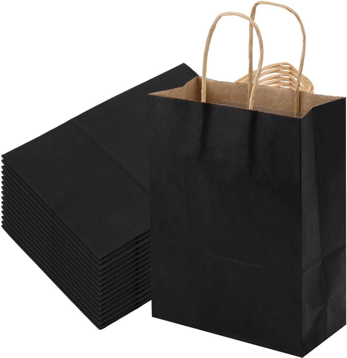 Solidchoice - Set van 150 Zwarte Papieren Zakjes met Handvat