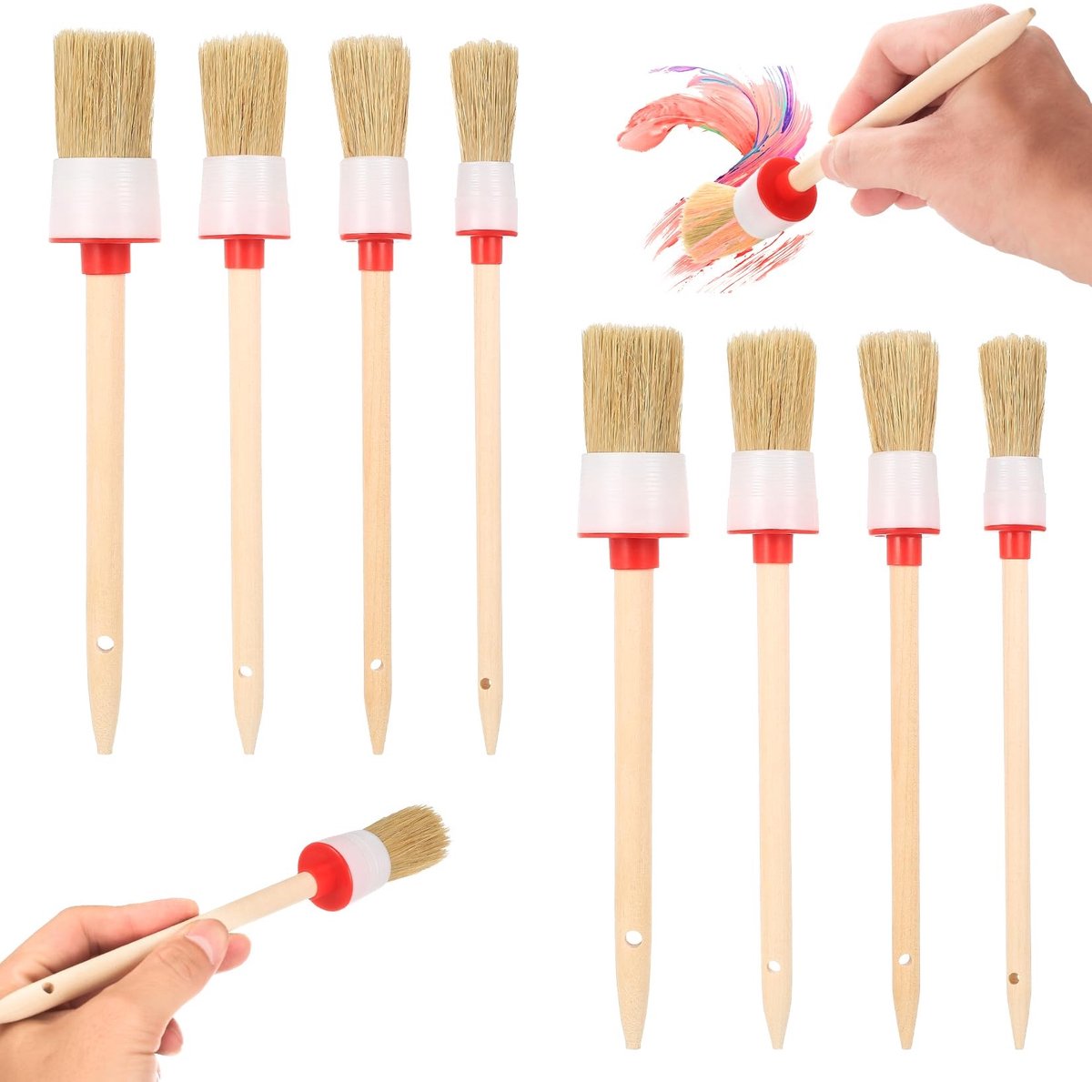 Solidchoice - 8 Stuks Professionele Verfkwasten Set met Houten Handvat