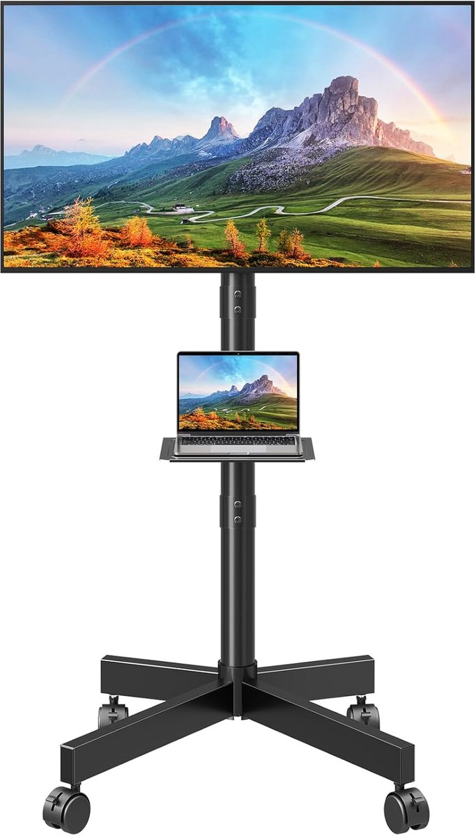 Mobiele TV standaard voor 26-60 inch - Hoogte verstelbaar - Met wielen - Ideaal voor thuis en kantoor - ShopVlot