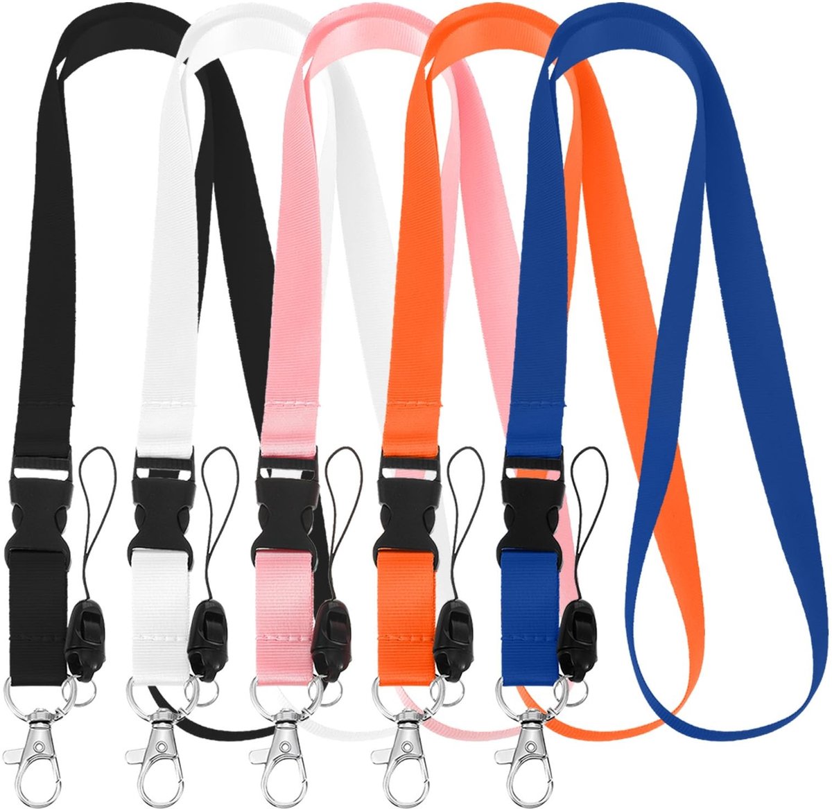 Solidchoice - Set van 5 Lanyards met Karabijnhaak voor ID Kaarten