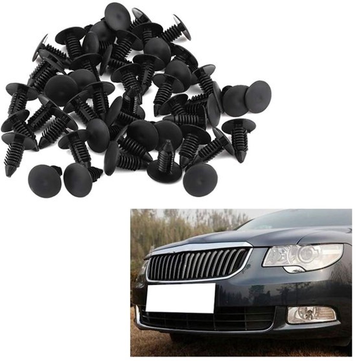 Duwpin Clip Retainer, 50Pcs Auto Bumper Plastic Rivet Fastener Retainer Trim Clips A133 Clips Plastic Zwart voor Verschillende Voertuigen