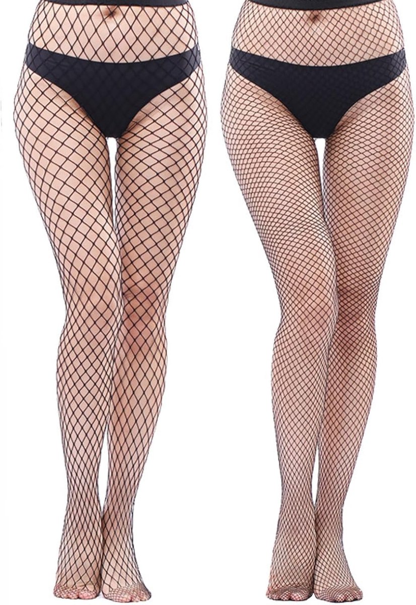 Visnetkousen - Diamantpatroon - Zwart stretch nylon spandex - Perfect voor Halloween - ShopVlot
