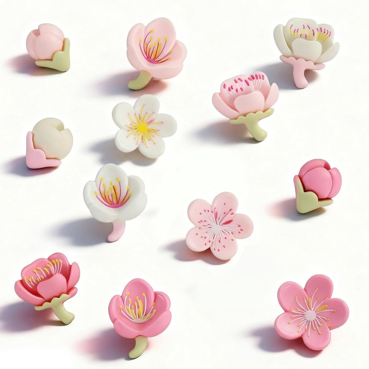 Solidchoice - 12 Stuks Koelkastmagneten, 3D Bloemen Design
