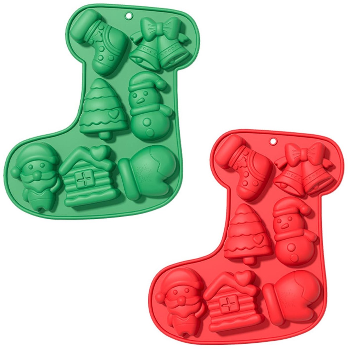 Solidchoice - Silicone Mallen voor Kerst Chocolade en Bonbons, Set van 2