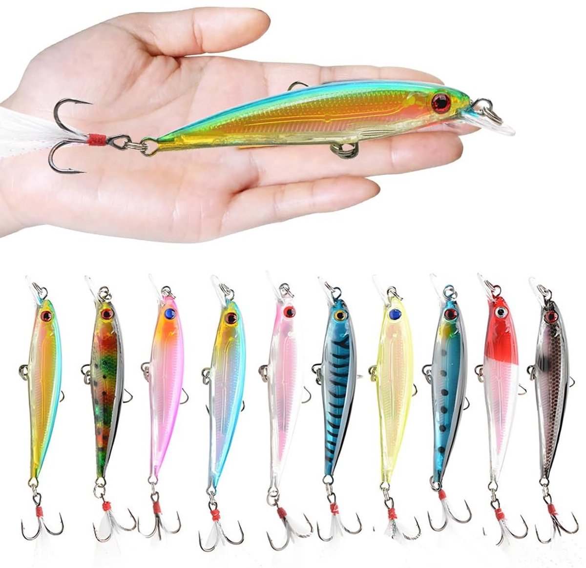Solidchoice - Set van 10 Wobblers voor Snoek en Baars met Realistische 3D Ogen