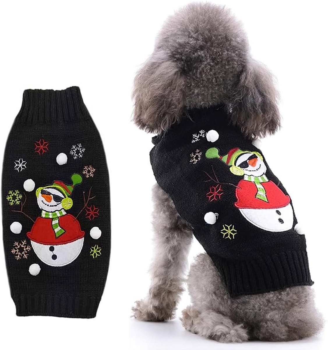 Kersttrui voor Honden - Warme Kostuum voor Kleine en Middelgrote Honden met Sneeuwman Motief