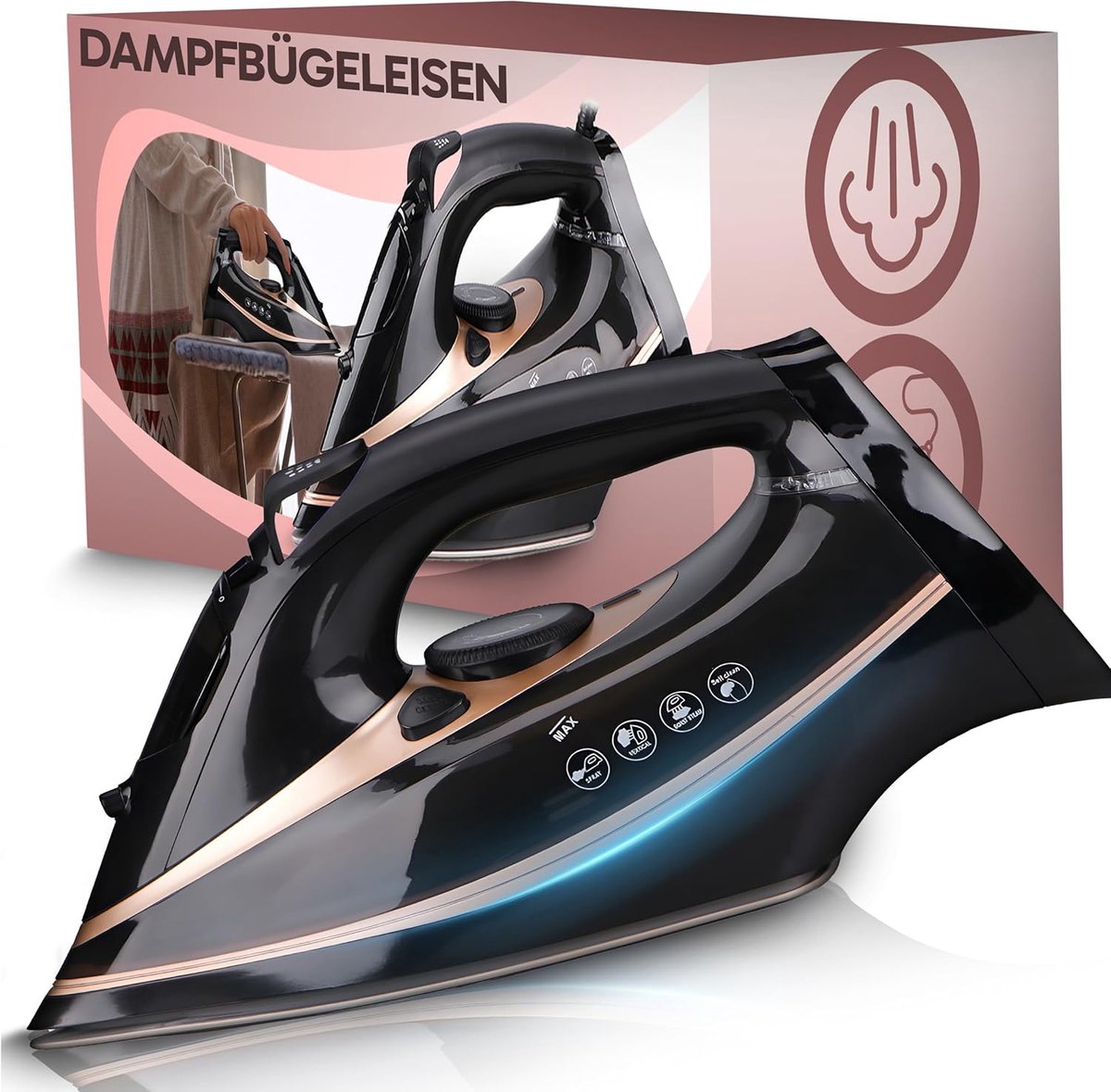 Stoomstrijkijzer 2600 W - keramische zool - sterke stoomboost 160 g/min - snel en efficiënt strijken - ShopVlot