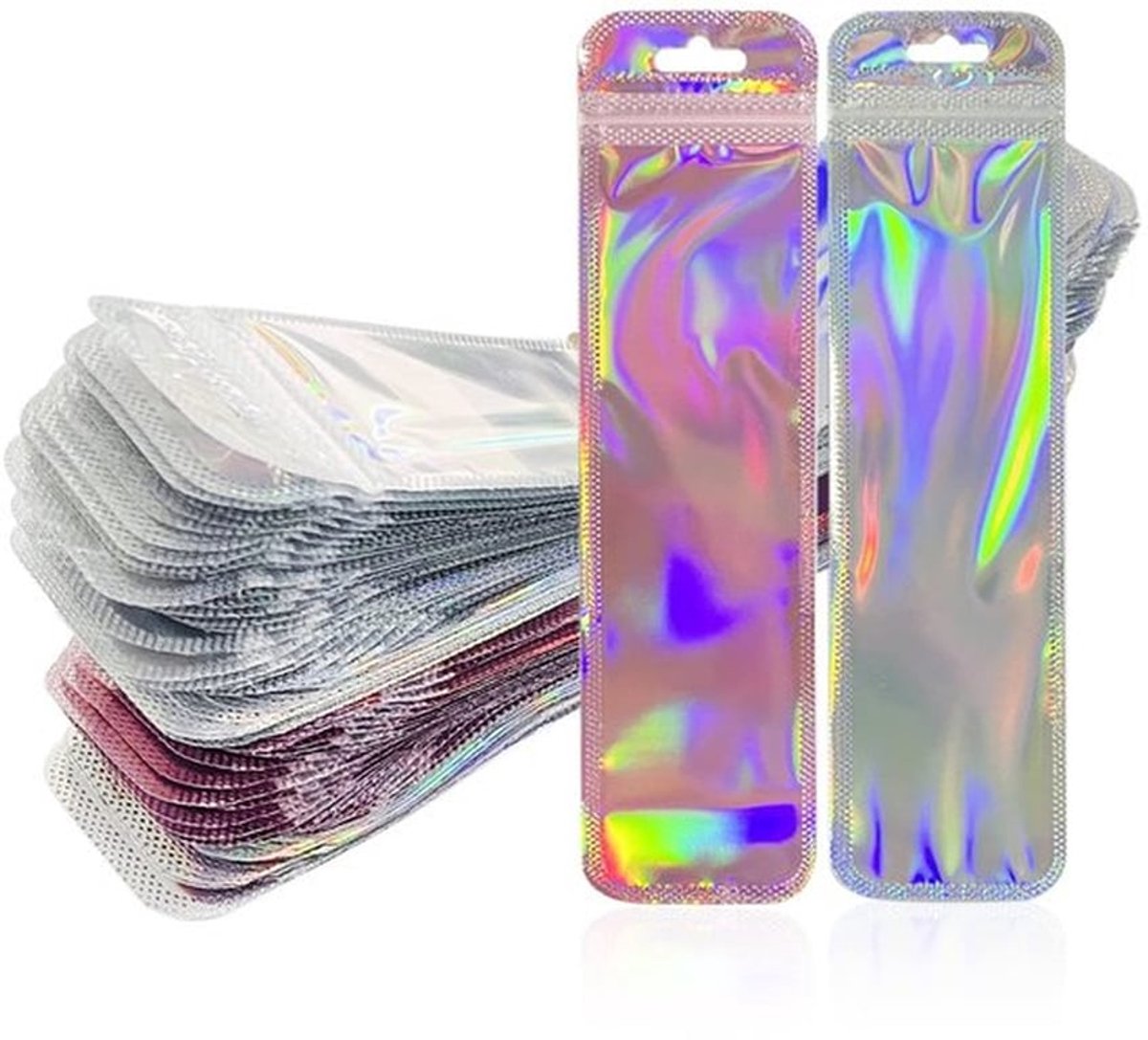 Opbergzakken 100 stuks - Aluminiumfolie - Ritssluiting - Hersluitbaar - Thermisch verzegeld - Afmetingen 5,5 x 22 cm - Opbergzak