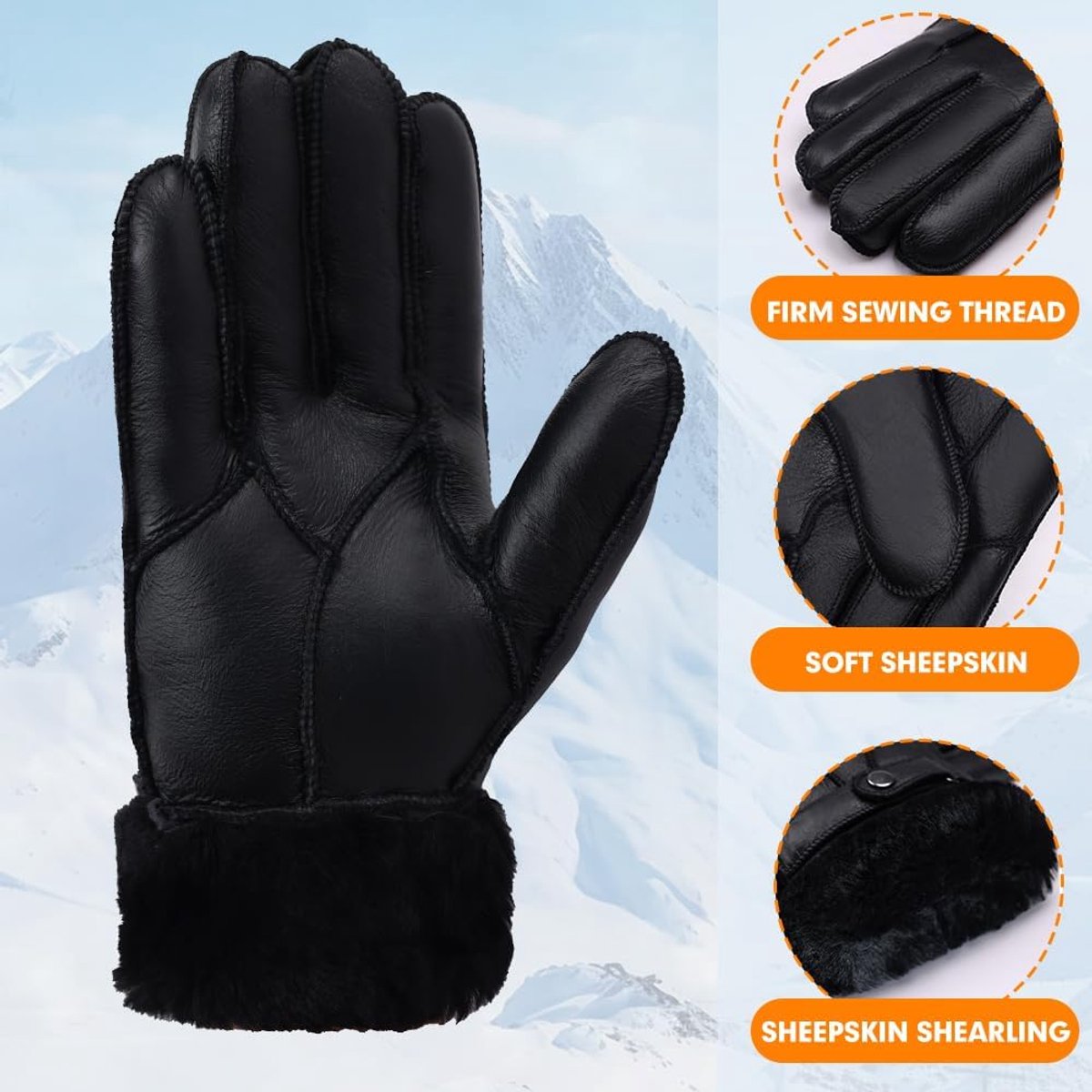 Herenhandschoenen shearling - leer - warm - ideale winterbescherming - ShopVlot