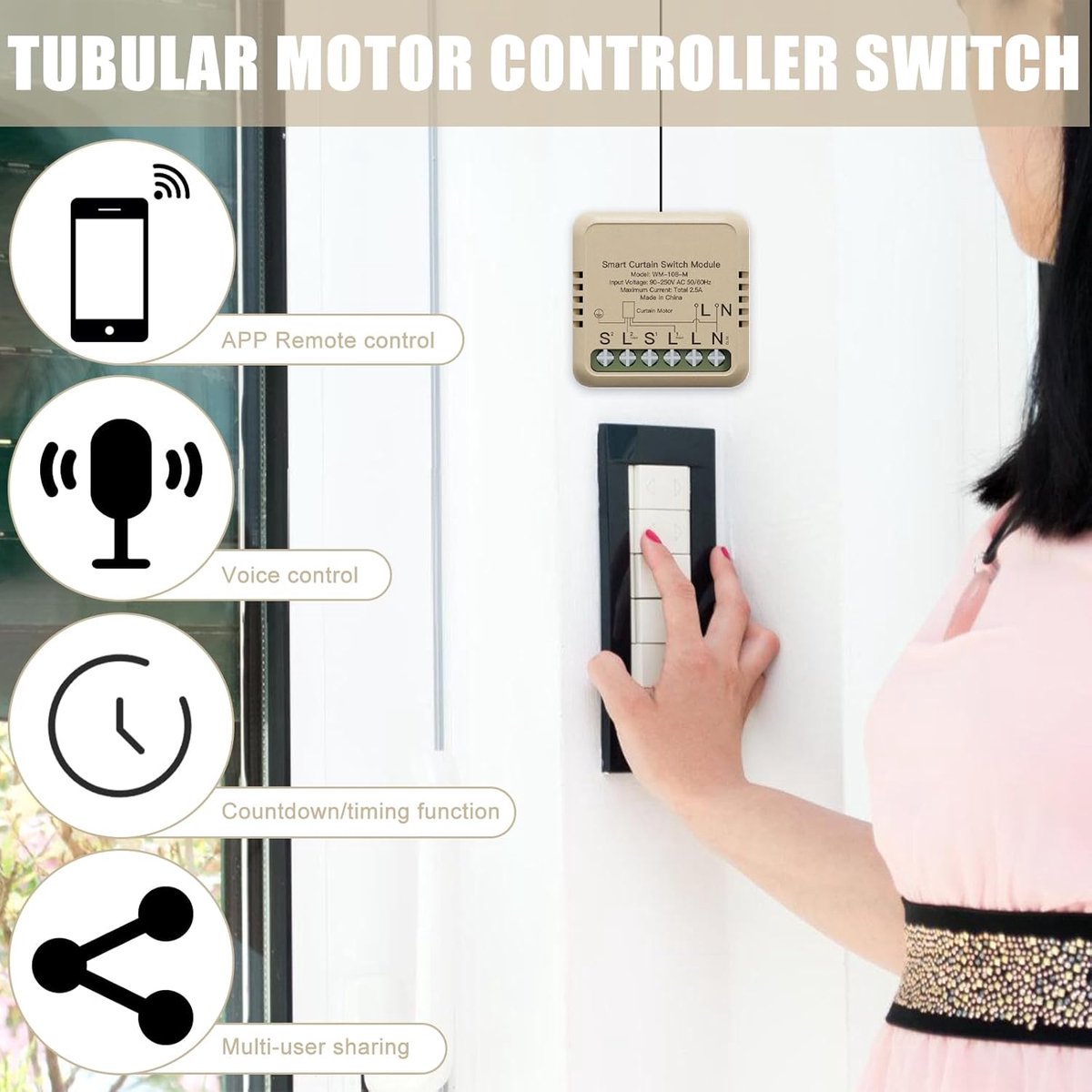 Rolluik schakelaar - WiFi Alexa smart module - procentuele aanpassing - eenvoudig te bedienen met smartphone - ShopVlot