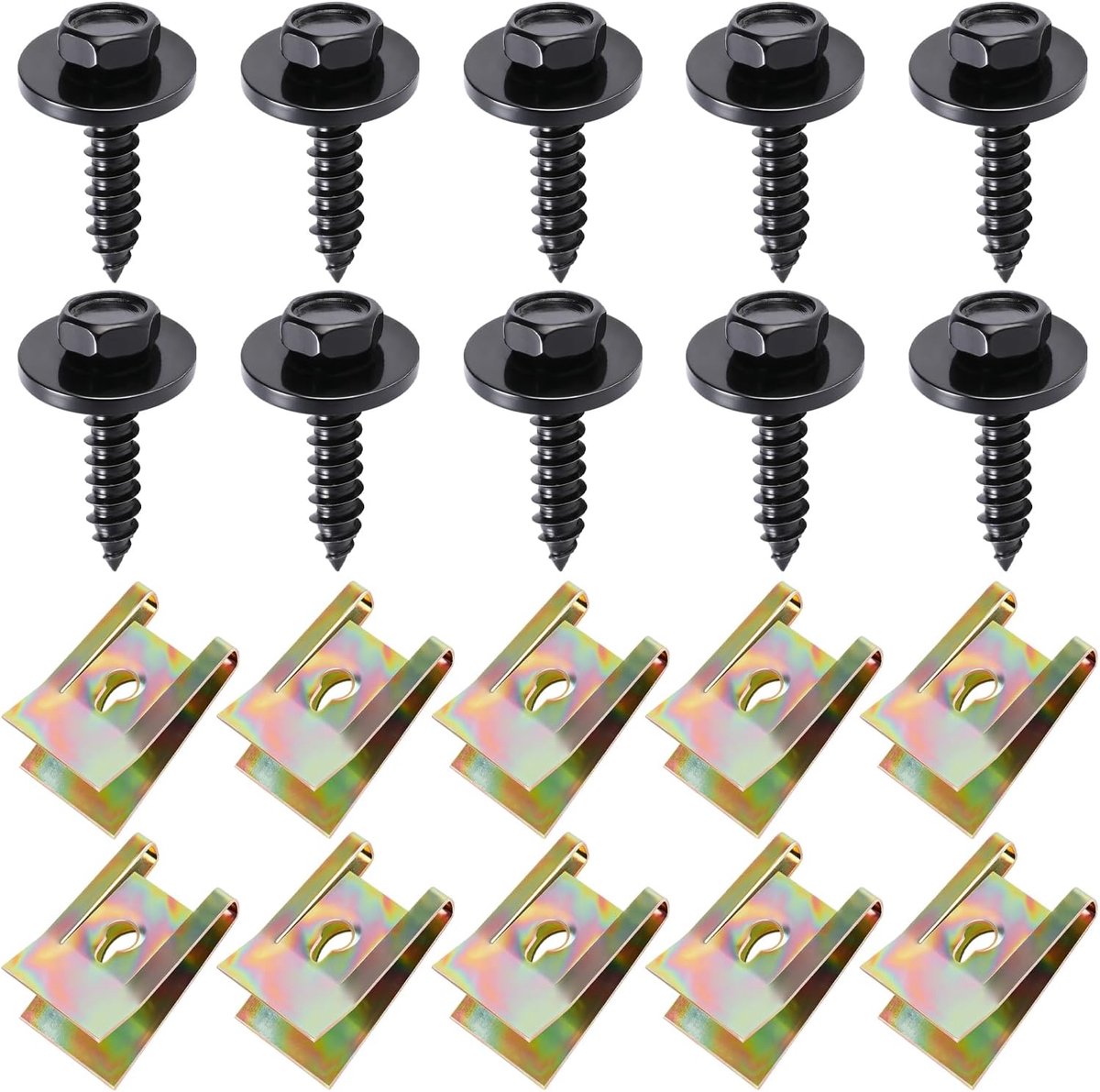 Mudflap en bodembeveiligingsschroeven set - 10 stuks - roestbestendig - sterke grip voor voertuigen - ShopVlot