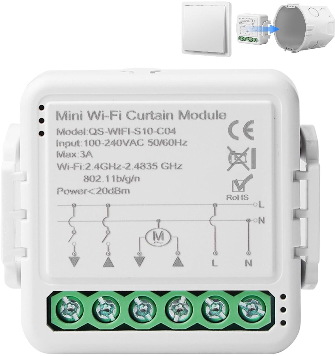 Wifi Smart Shutter Switch Module - Flush Switch - Tijdinstellingen - Bedien je gordijnen op afstand - ShopVlot
