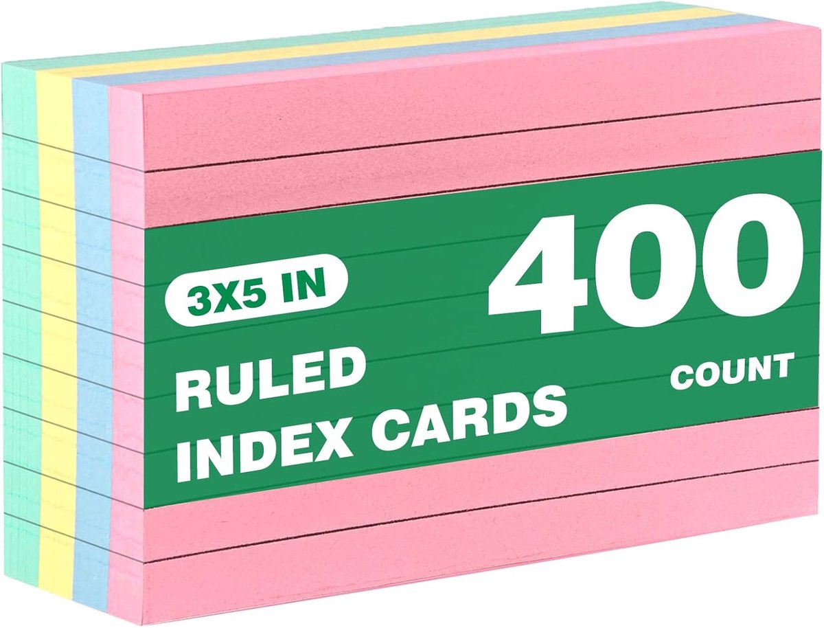 Inspectiekaarten 400 stuks - 5 x 3 inch - diverse kleuren - ideaal voor kantoor en school - ShopVlot