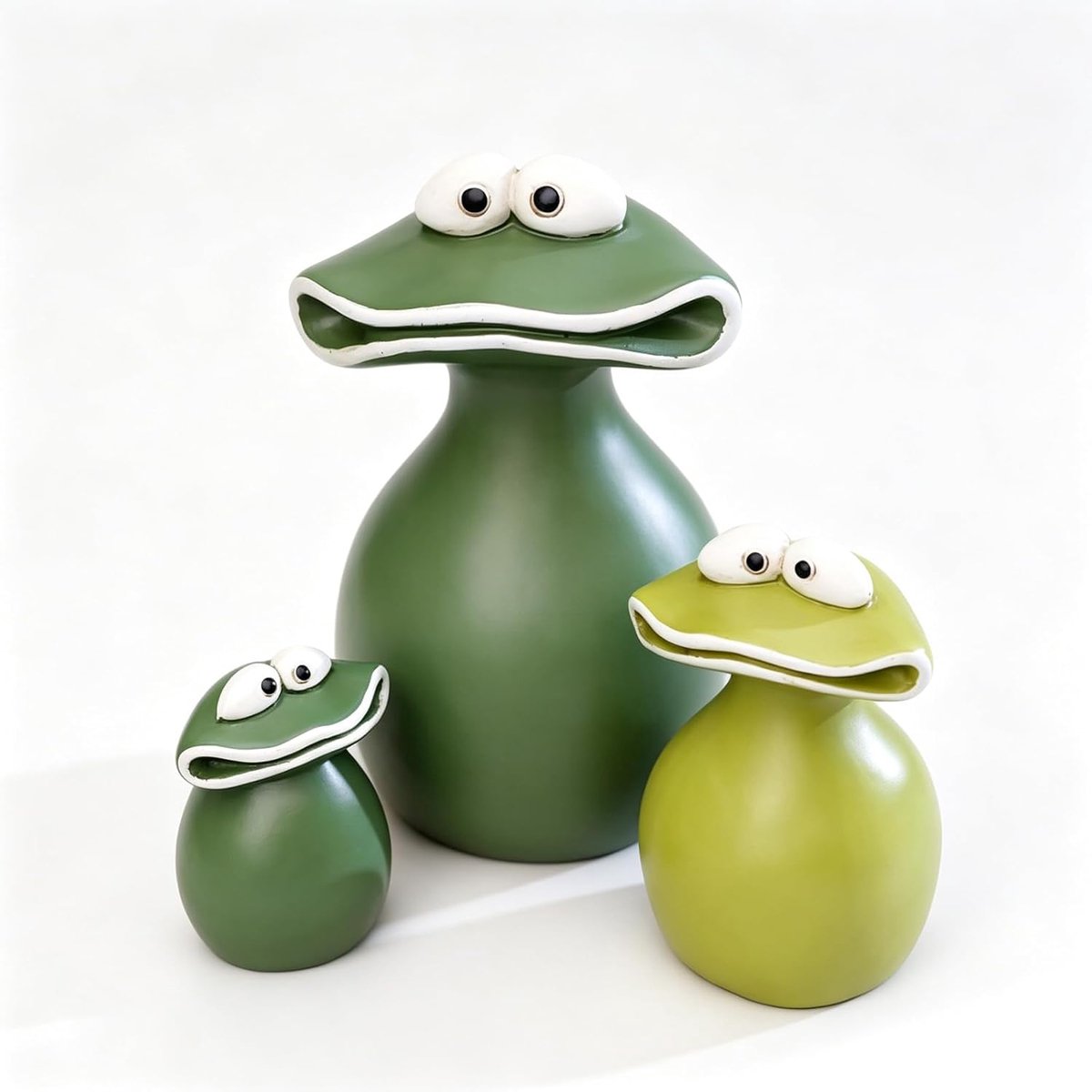 Set van 3 kikkers tuinfiguur - groot - weerbestendig hars - schattige decoratie voor buiten - ShopVlot