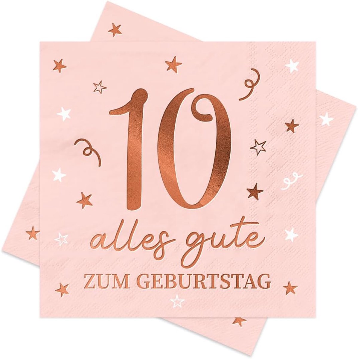 Servetten 10e Verjaardag 30 Stuks - Roségoud - Gelukkige 10e Verjaardag - Ideaal voor feestdecoratie - ShopVlot
