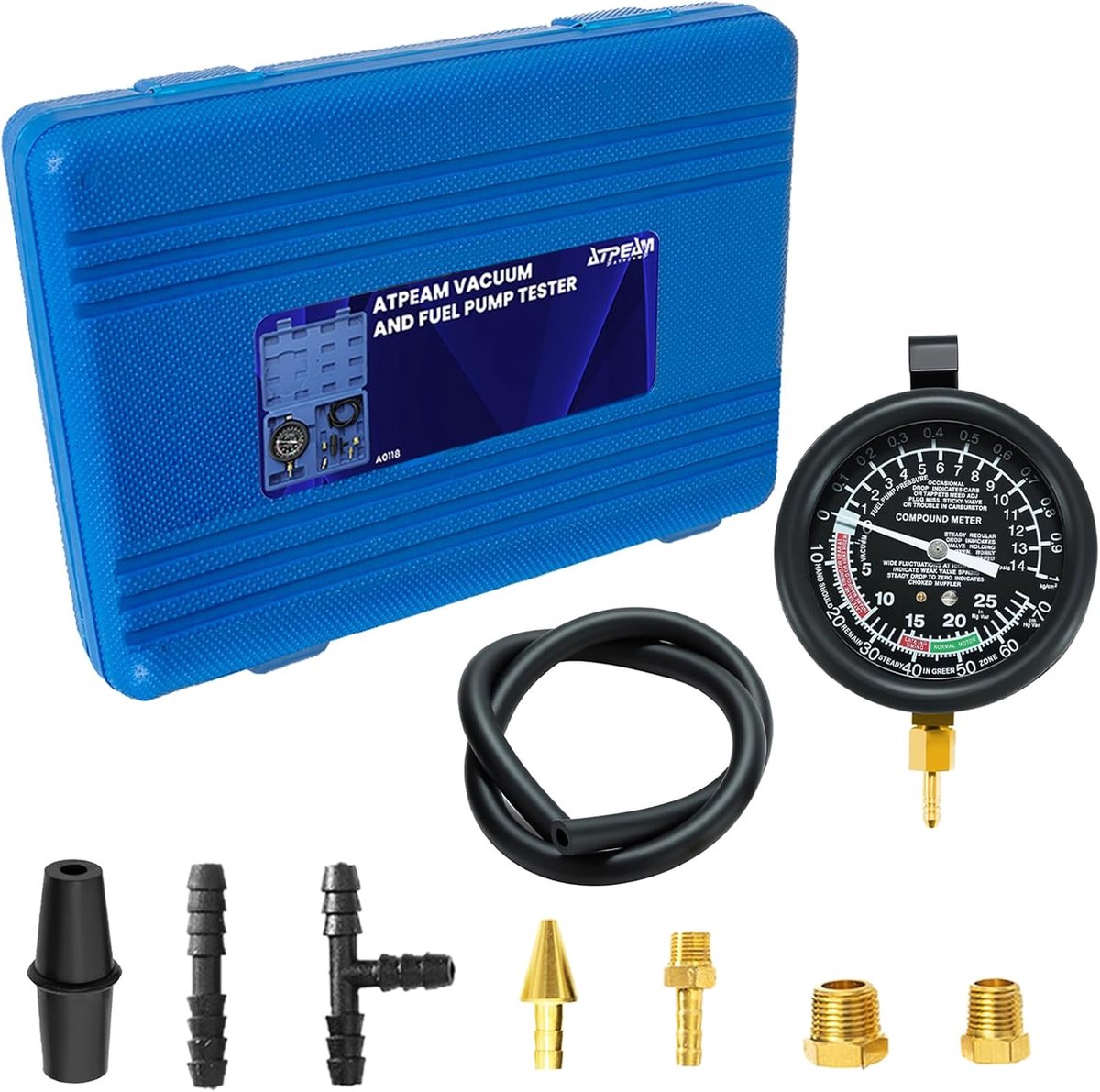 Vacuum en brandstofpomp tester set - druk- en vacuummetingen - 4 testmogelijkheden - eenvoudig in gebruik - ShopVlot