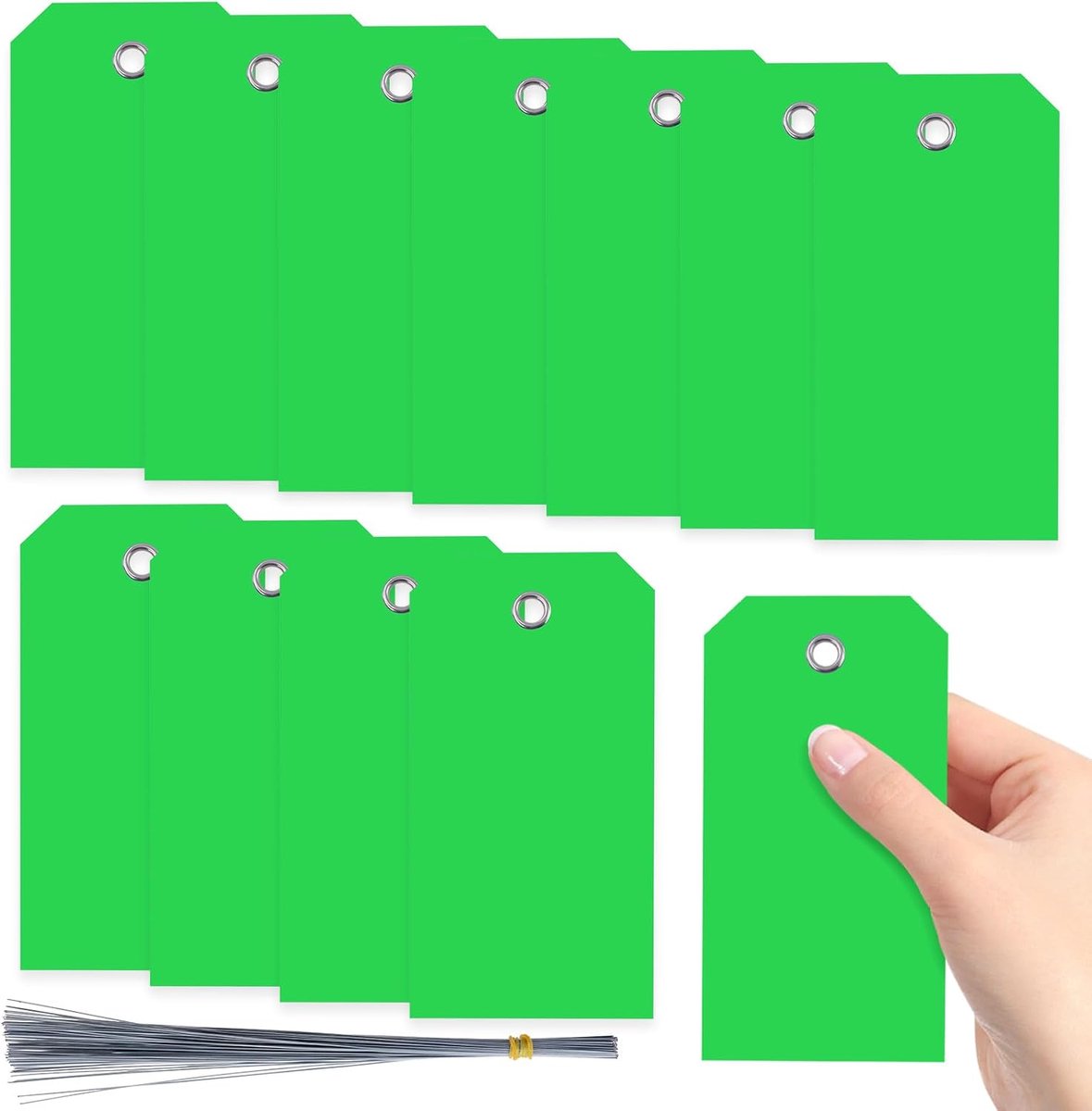 Plastic labels 200 stuks - groen 12x6 cm - waterdicht met oogjes - ideaal voor bagagelabels - ShopVlot