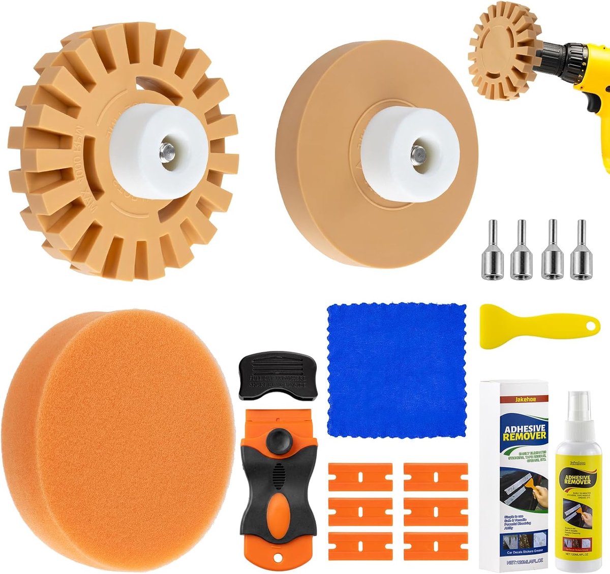Foliegom verwijderen sticker gum Ø 100 mm Ø 88 mm - multifunctioneel - met adapter - ideaal voor lijmresten - ShopVlot