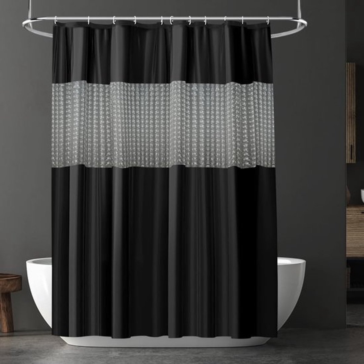 Douchegordijn Waterdicht - Douchegordijn Anti-Schimmel - PEVA Materiaal - 180x180 cm - 12 Haken - Duurzaam en Sterk - Badkamer Gordijn