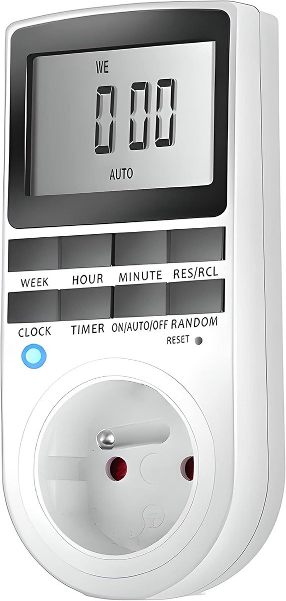 Thijox - Digitale Tijdschakelaar Stopcontact Binnen met LCD-Display, Weektimer, 10 Instelbare Programma's, 12/24-Uurs Modus, Wit - Perfect voor Thuisg