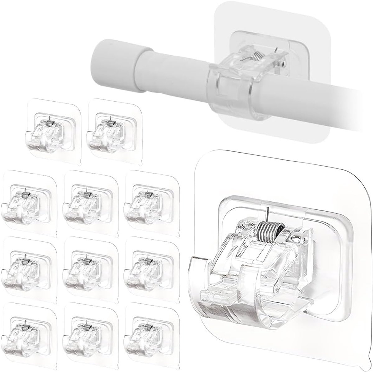 Gordijnhaken 12-pack - Zelfklevend PVC - Geen boren nodig - Makkelijk te bevestigen - ShopVlot