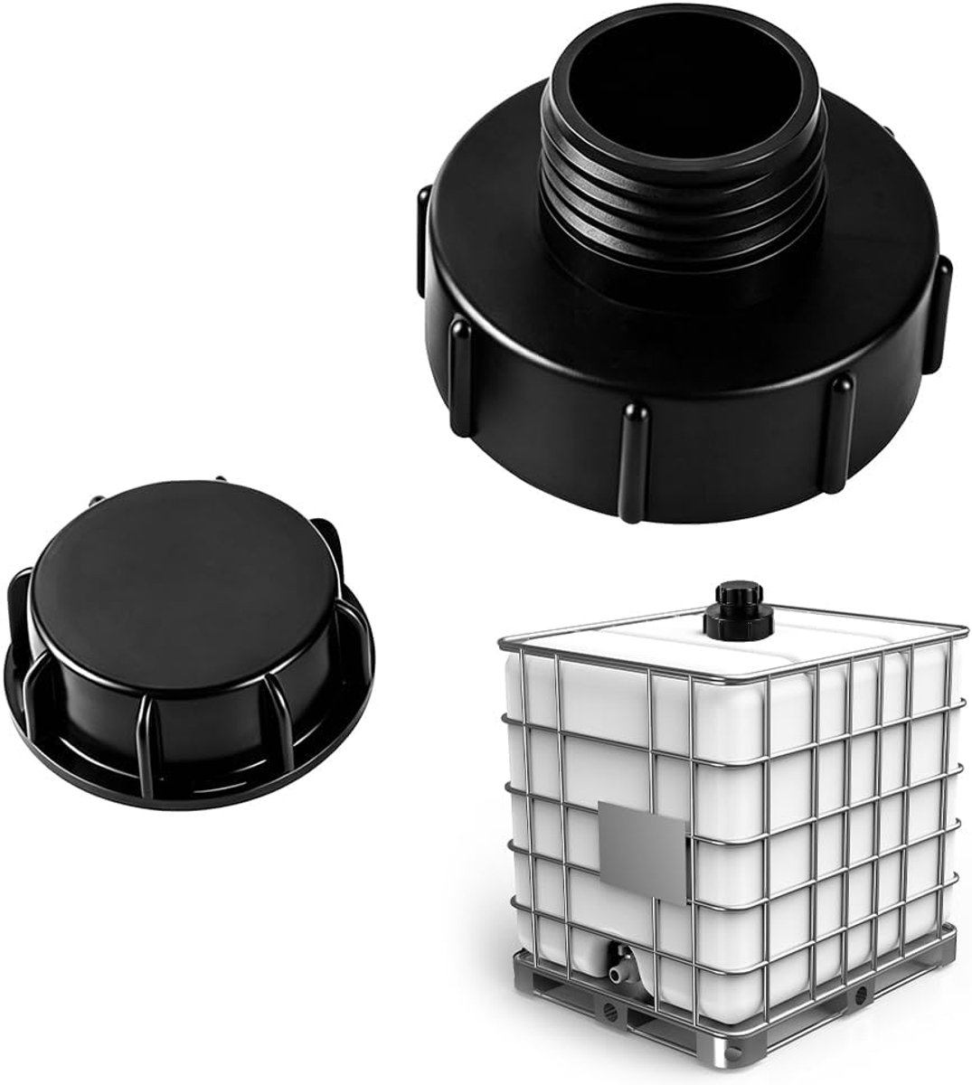 IBC-adapter S100 x 8 naar S60 x 6 - kunststof - anti-lek en UV-bescherming - ideaal voor IBC-tanks - ShopVlot