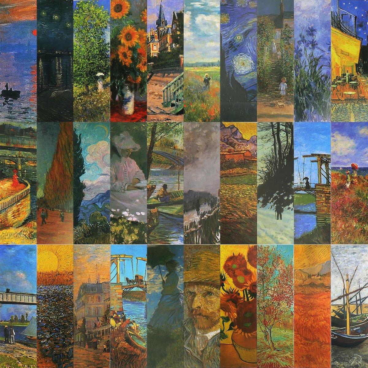 Kunstbladwijzerset 30 stuks - vintage design - Van Gogh & Monet-motieven - ideaal voor boekenliefhebbers - ShopVlot