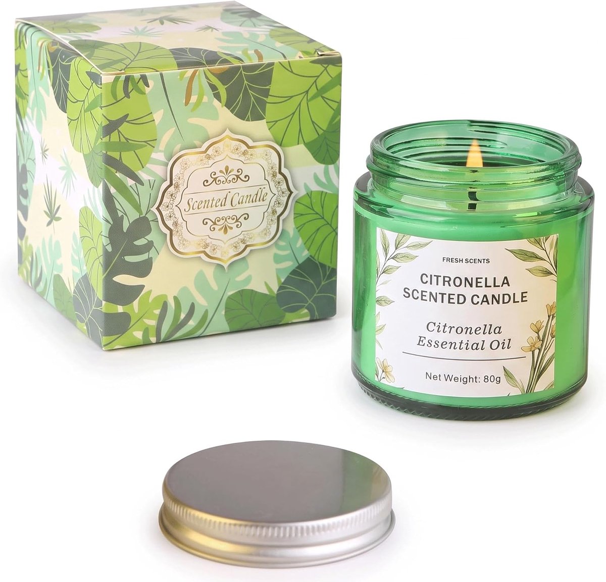 Citronella kaars outdoor - 40 uur brandduur - natuurlijke sojawas - ideaal voor zomerse avonden - ShopVlot