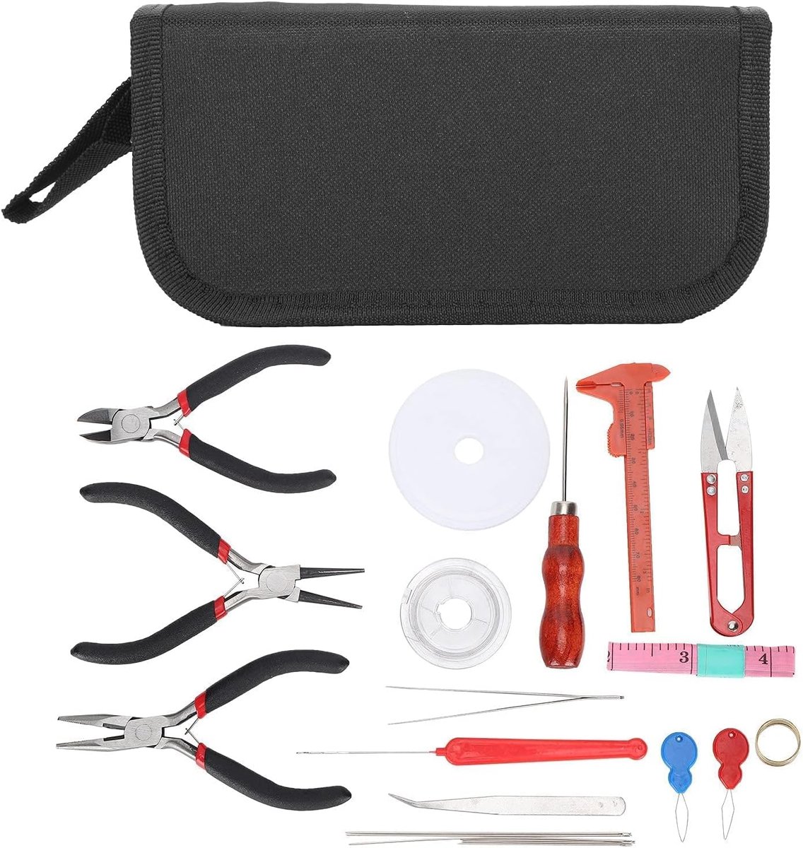 Professionele sieraden gereedschapset 22-delig - met tang, schaar en naalden - ideaal voor sieraden maken - ShopVlot