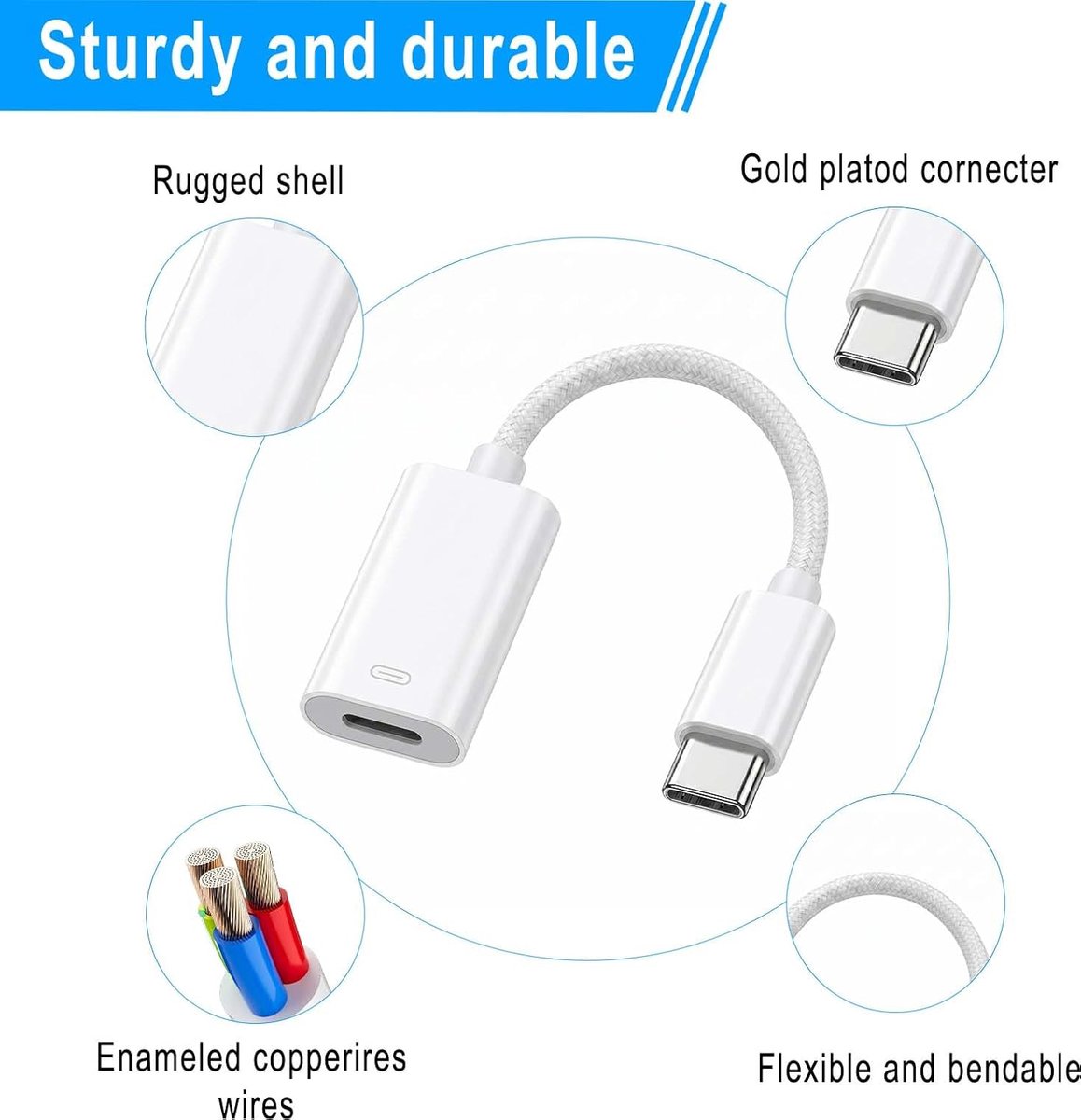 Adapter van traditionele telefoonconnector naar USB C - 60W snelle oplader - compact en veelzijdig - ShopVlot