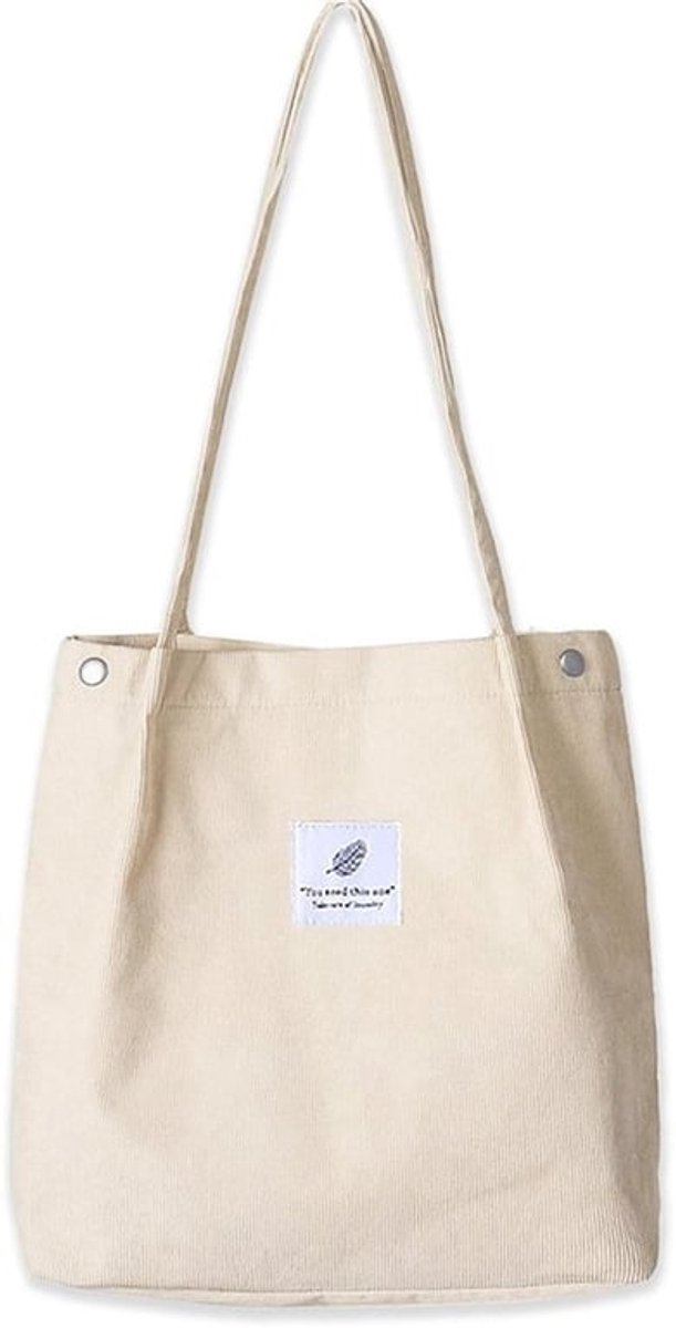 Schoudertas grote capaciteit - Corduroy boodschappentas - Crossbodytas - Shopper - Strandtas - Handtas - Hoogwaardig materiaal