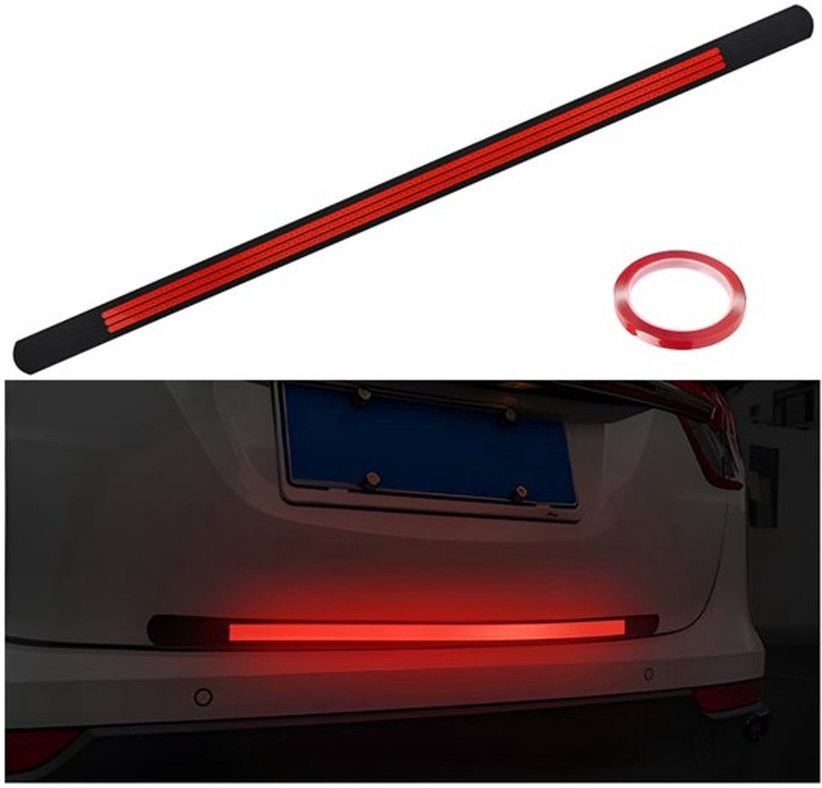 Autobumper Reflecterende Veiligheidswaarschuwingsstrips - Slijtvast - Krasbestendig - Waterdicht - Universeel - 80 x 3,5 cm - Bumpersticker