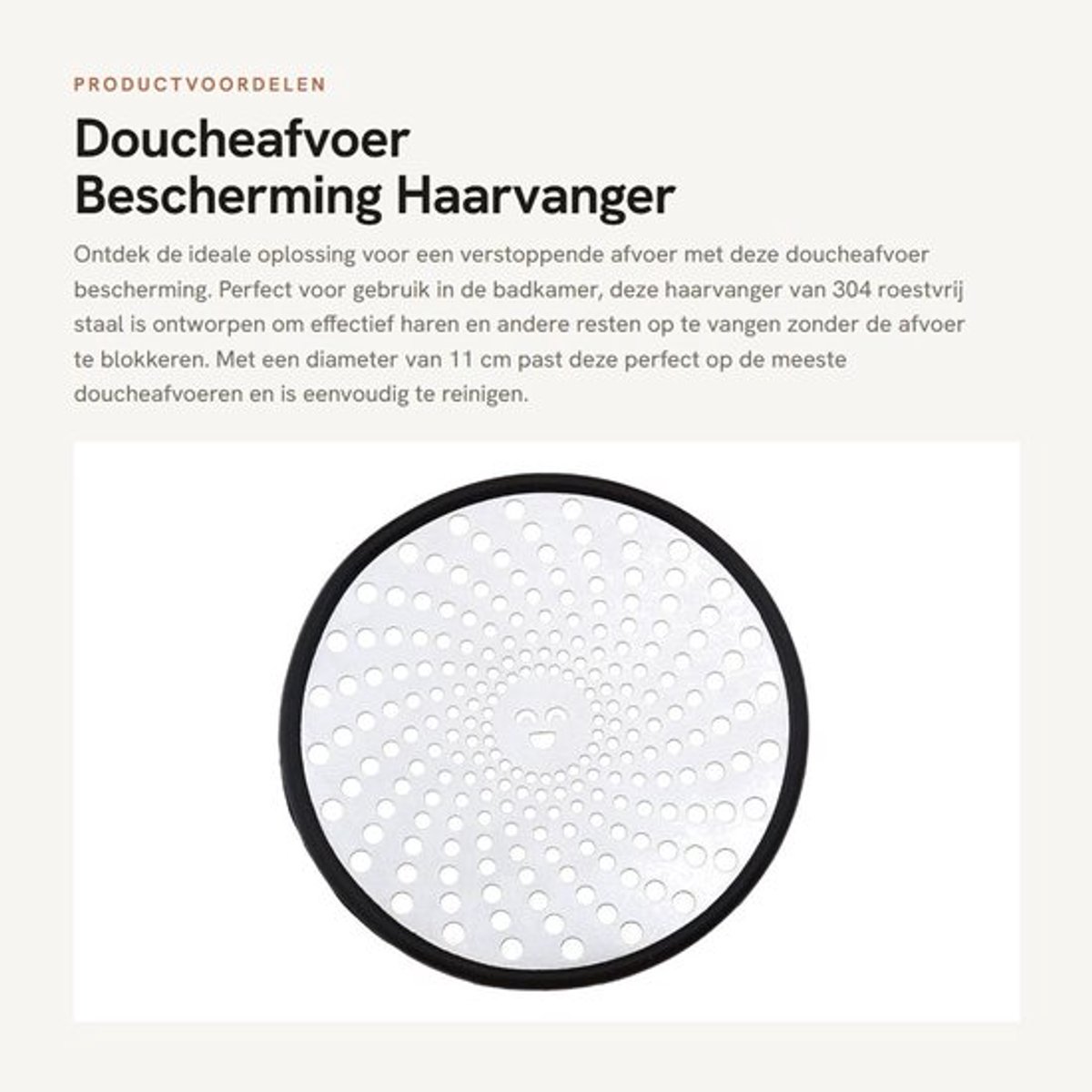 Afvoer Protector - Douche Afvoerbeschermer 110 mm - Roestvrij Staal - Siliconen Grip - Modern Design - Effectieve Haaropvang - Afvoerzeef