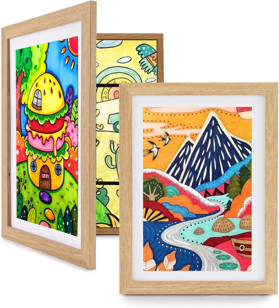 LEMON CLOUD Children's Picture Frame, 2 Pieces, A4, Vulba, Children's Drawings, Front Opening for Storing and - ShopVlot