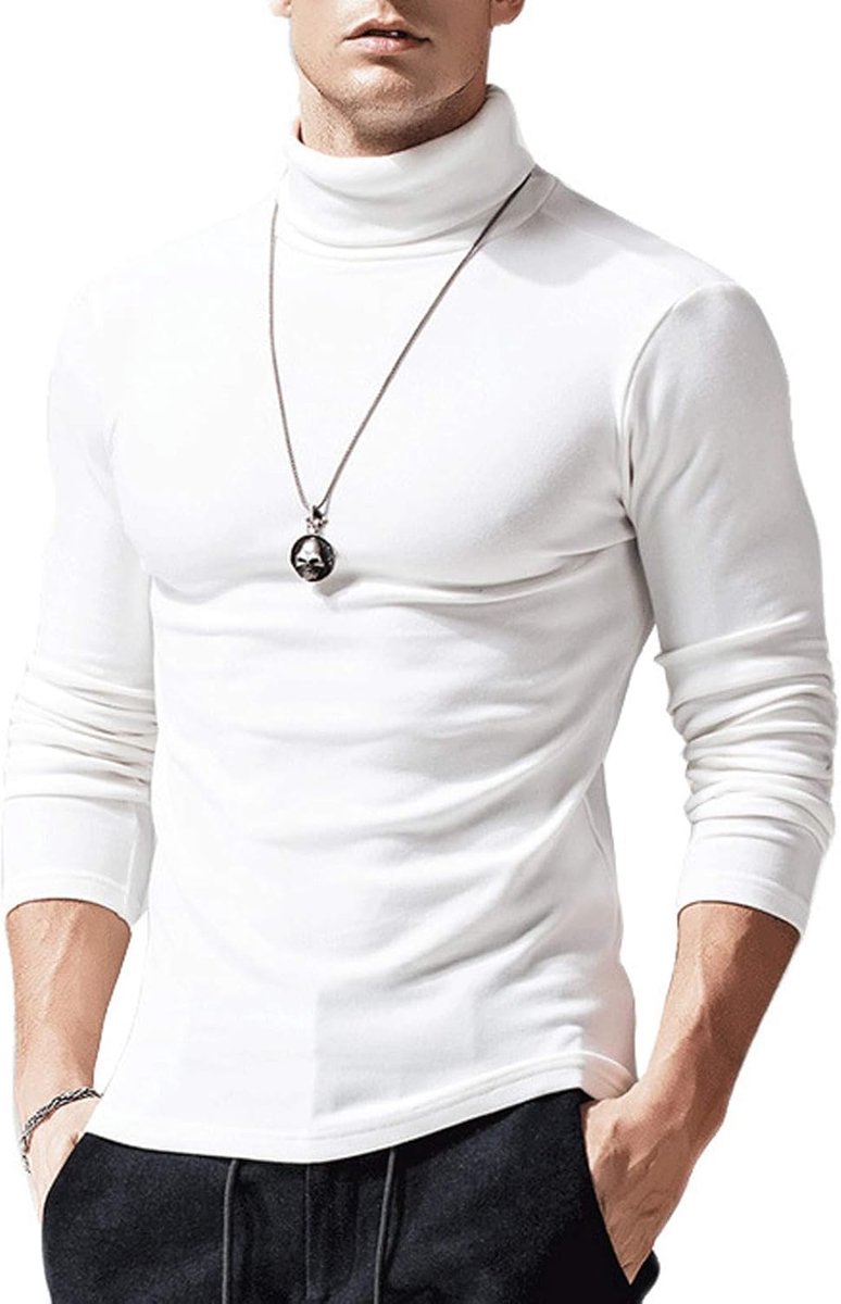 Loalirando Men's undershirt with roll collar and long sleeves, top, warm, autumn, winter, plain - ShopVlot