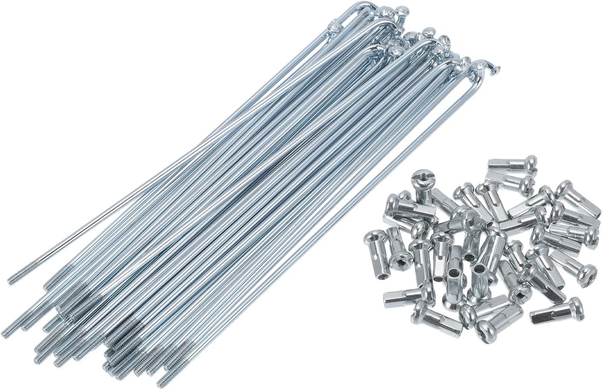 Bicycle spokes bicycle wheel spokes silver coloured 1 set 13G 131 mm length 45 steel galvanized - ShopVlot